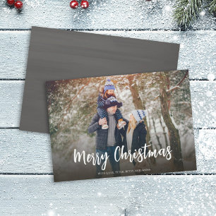 Merry Christmas Script Simple Soft Vignette Frame Holiday Card