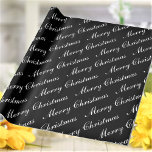 Merry Christmas Script Text Black and White Wrapping Paper<br><div class="desc">Customize the text and easily create your personalized Christmas wrapping paper. Click CUSTOMIZE FURTHER to change the background color or text color. You can TRANSFER this DESIGN on other Zazzle products and adjust it to fit most of the Zazzle items. Standard Studio designs are made in high-resolution vector graphics for...</div>