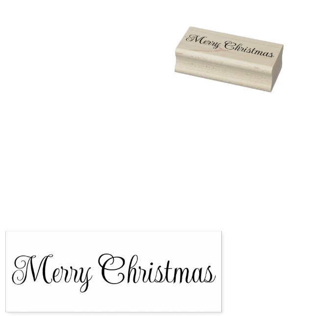 Merry Christmas Script Text Template Rubber Stamp (Stamped)