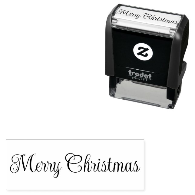 Merry Christmas Script Text Template Self-inking Stamp (In Situ)