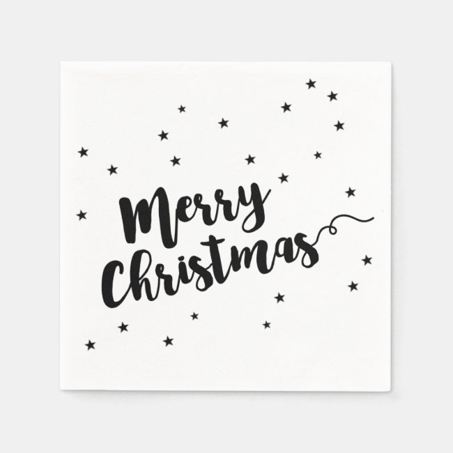 Merry Christmas - Script typography and stars