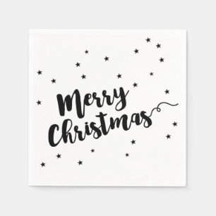Merry Christmas - Script typography and stars Napkins