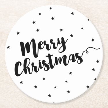 Merry Christmas - Script typography and stars