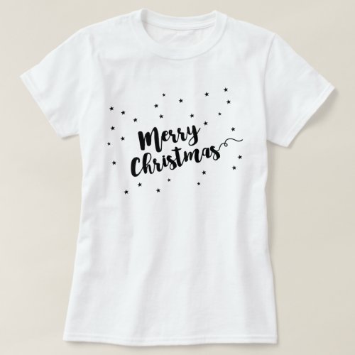 Merry Christmas _ Script typography and stars T_Shirt