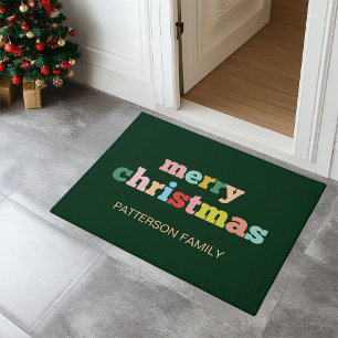MERRY CHRISTMAS Script Typography Custom Family Doormat