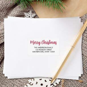 Merry Christmas Script Typography Return Address Label