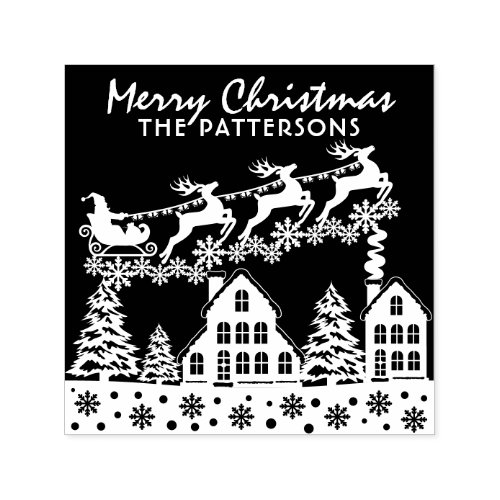 Merry Christmas Script Winter Holidays Custom Name Self_inking Stamp