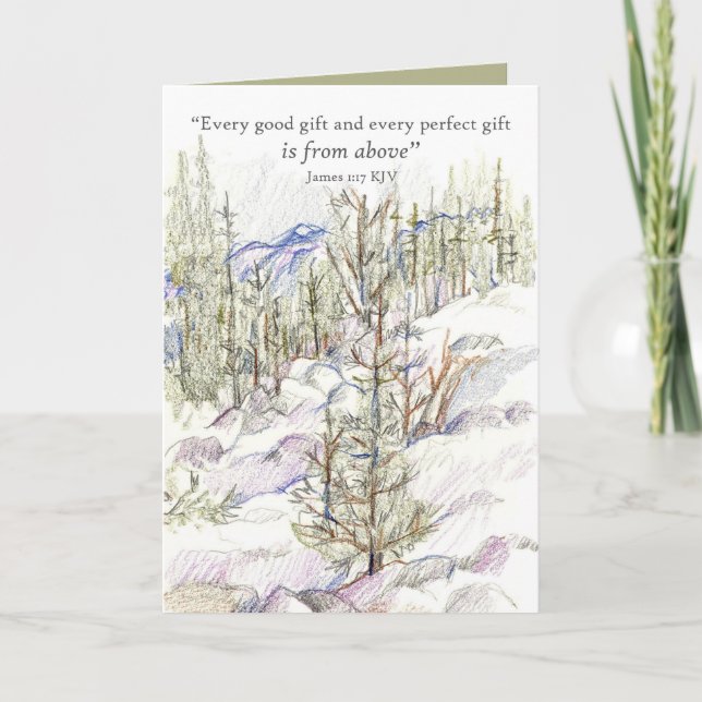 Merry Christmas Scripture James Winter Forest Card (Front)
