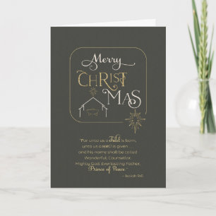 Merry Christmas Scripture with Manger and Star Card
