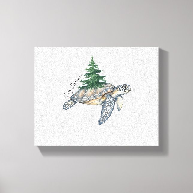 Merry Christmas Sea Turtle Canvas Print (Front)