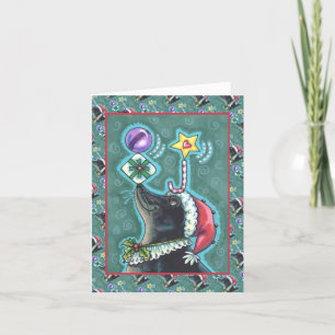 MERRY CHRISTMAS SEAL BALANCING GIFTS & CANDY Blank Card