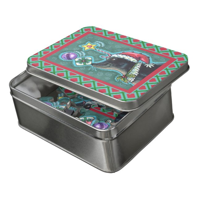MERRY CHRISTMAS SEAL BALANCING GIFTS, CANDY CANE JIGSAW PUZZLE (Lid Open)