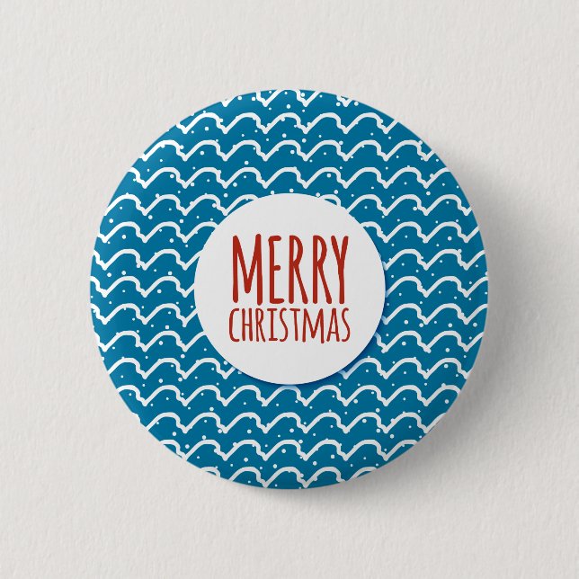 Merry Christmas Seamless Pattern Blue Texture Button (Front)