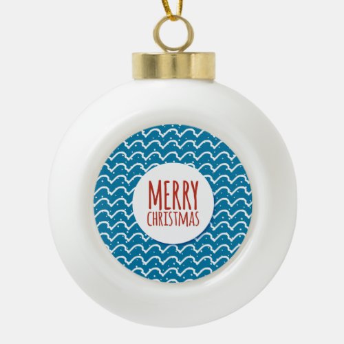 Merry Christmas Seamless Pattern Blue Texture Ceramic Ball Christmas Ornament