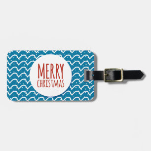 Merry Christmas Seamless Pattern Blue Texture Luggage Tag