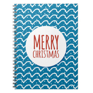 Merry Christmas Seamless Pattern Blue Texture Notebook