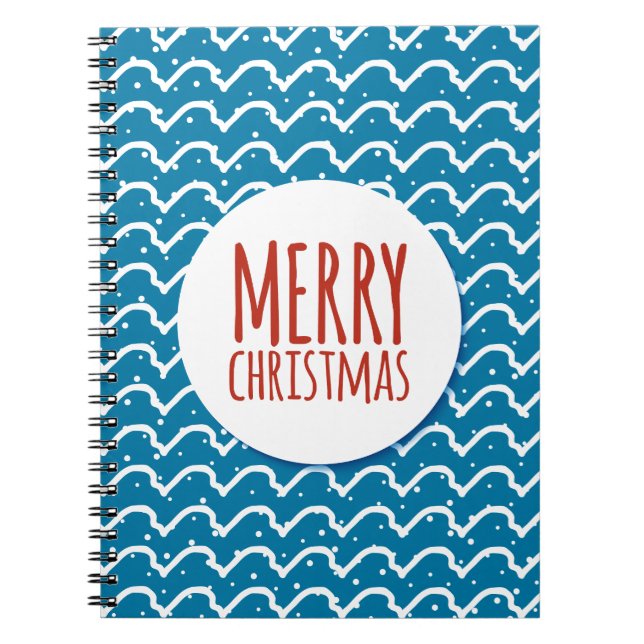 Merry Christmas Seamless Pattern Blue Texture Notebook (Front)
