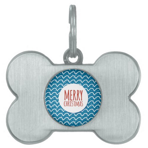 Merry Christmas Seamless Pattern Blue Texture Pet Tag