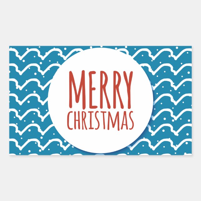 Merry Christmas Seamless Pattern Blue Texture Rectangular Sticker (Front)