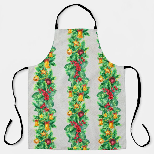 Merry Christmas seamless pattern with garlands. Wa Apron (Front)