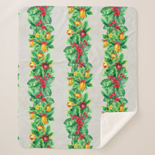 Merry Christmas seamless pattern with garlands. Wa Sherpa Blanket (Front)