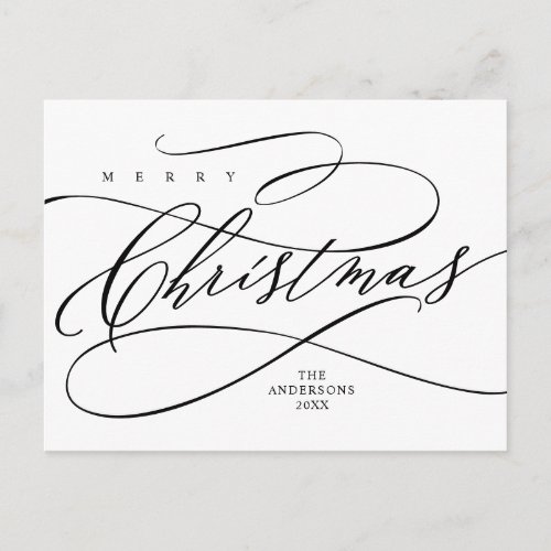 Merry Christmas Seasons Greeting Calligraphy  Postcard