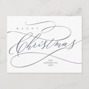 Merry Christmas, Seasons Greeting Calligraphy Postcard