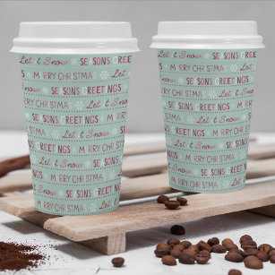 Merry Christmas Season's Greetings Let It Snow Paper Cups