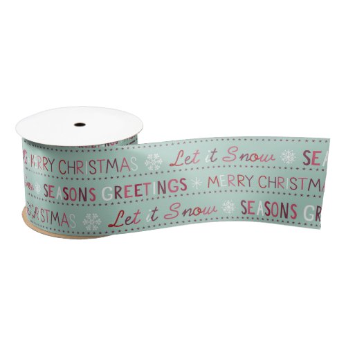 Merry Christmas Seasons Greetings Let It Snow Satin Ribbon