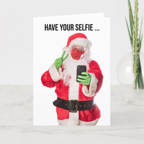 Merry Christmas Selfie Santa in Coronvirus Mask Holiday Card