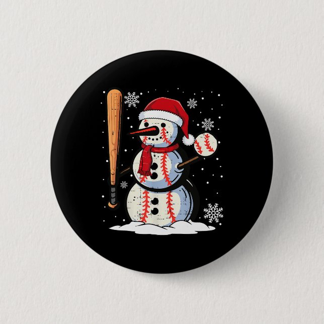 Merry Christmas Sell Snowman Holiday Sports Xmas P Button (Front)