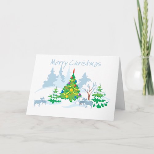 Merry Christmas Serene Goats Holiday Card