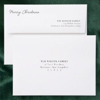 Merry Christmas & Serif Back Addressed Envelopes