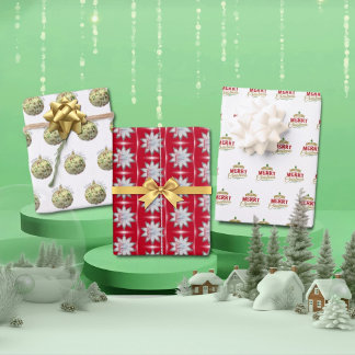Merry Christmas Set of three Wrapping Paper Sheets
