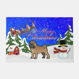 Merry Christmas Shar Pei Doormat