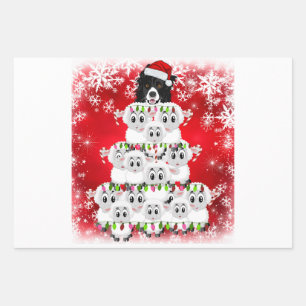 Merry Christmas Sheep Herding Dog Wrapping Paper Sheets