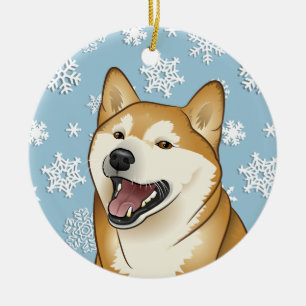 Merry Christmas Shiba Inu Snowflakes Ornament