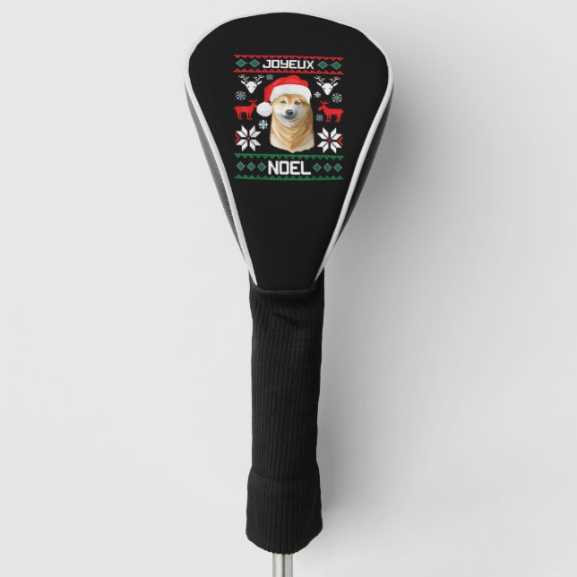 Merry Christmas Shiba Inu Soft Christmas Dog T Shi Golf Head Cover (Front)