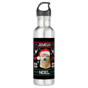 Merry Christmas Shiba Inu Soft Christmas Dog T Shi Stainless Steel Water Bottle