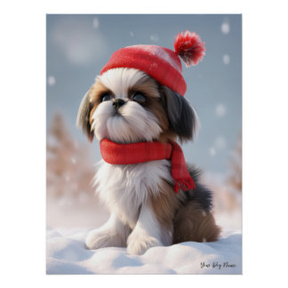 Merry Christmas, Shih Tzu Dog Puppy 01 - Happy Chr Poster