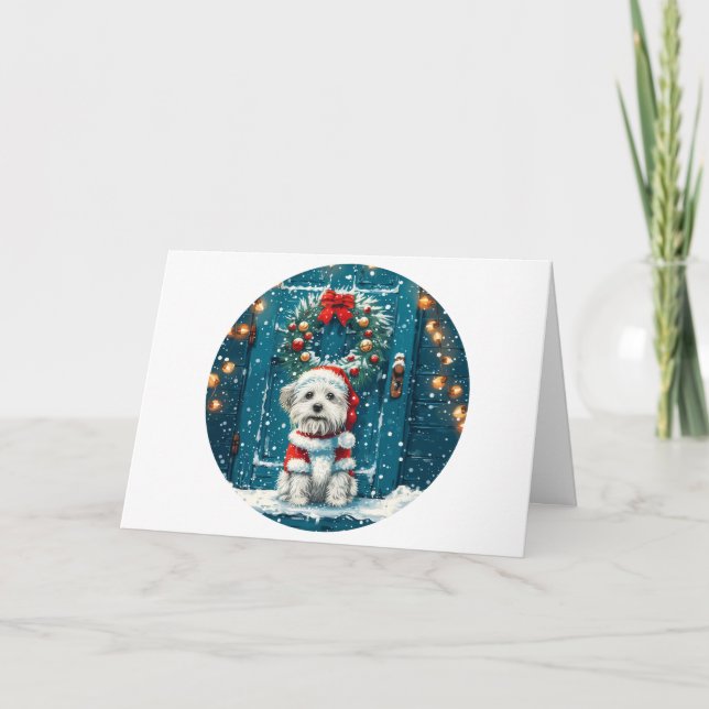 Merry Christmas Shih Tzu Dogs Holiday Card (Front)