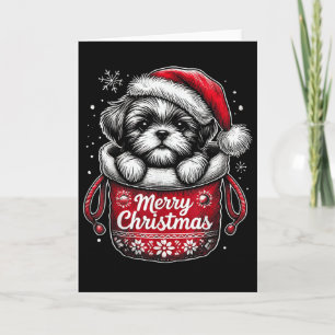 Merry Christmas Shih Tzu Graphic Tee Card
