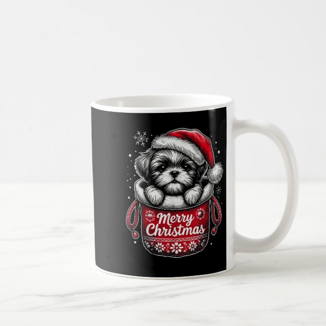 Merry Christmas Shih Tzu Graphic Tee  Coffee Mug (Right)