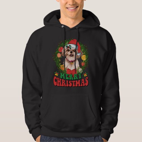 Merry Christmas Shih Tzu Santa Hat Dog Lovers Ugly Hoodie