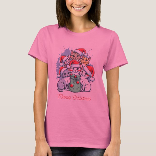 Merry Christmas shirt, Christmas cats T-Shirt (Front)