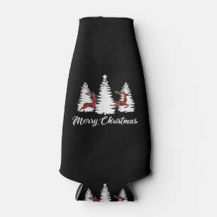 Merry Christmas Shirt for Women Buffalo Plaid Rein Bottle Cooler