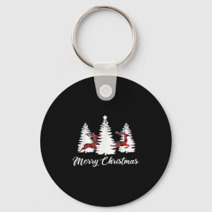 Merry Christmas Shirt For Women Buffalo Plaid Rein Keychain
