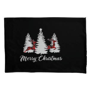 Merry Christmas Shirt for Women Buffalo Plaid Rein Pillow Case