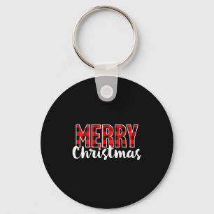 Merry Christmas Shirt Women Men Kids Red Buffalo P Keychain