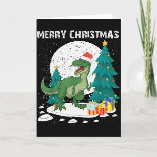 Merry Christmas Shirts For Women Xmas Santa T Rex  Card